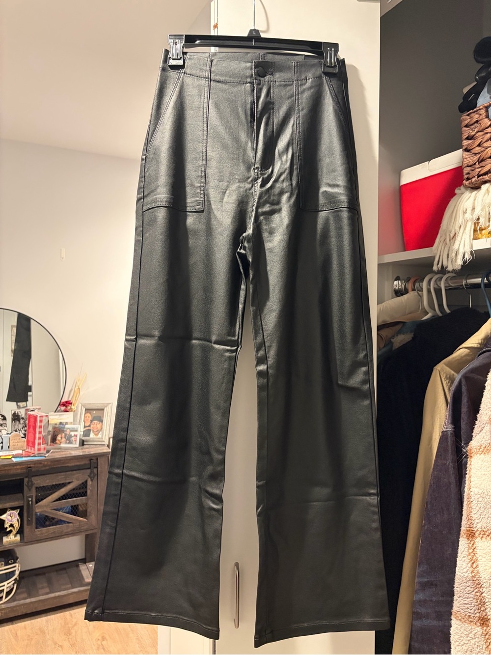 SHEIN Black Faux Leather Pants